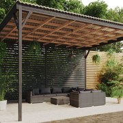 vidaXL 9-delige Loungeset met kussens poly rattan grijs