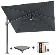 Voyager T2 zweefparasol 270x270 cm Faded black met 75KG voet en hoes