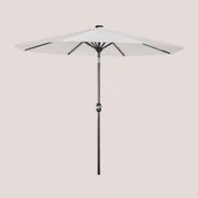 Parasol Ø270 Cm Met Licht In Stof En Staal Uzombras Gardenia Wit - Sklum
