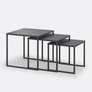 Set van 3 geneste salontafels in staal, Miva