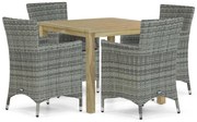 Tuinset 4 personen 90 cm Wicker Grijs Domani Furniture Miami/Weston