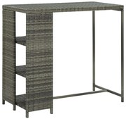 vidaXL Bartafel met opbergrek 120x60x110 cm poly rattan grijs