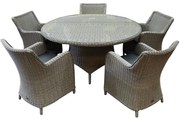 Bilbao Riccione dining tuinset 150 cm rond 6-delig grijs