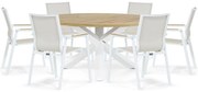 Tuinset Ronde Tuintafel 6 personen 160 cm Aluminium/textileen Wit Lifestyle Garden Furniture Fiora/Wellington