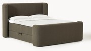 Bouclé boxspring bed Perla met opbergruimte