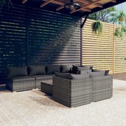 vidaXL 8-delige Loungeset met kussens poly rattan grijs