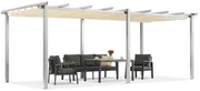 Barbados terraspergola 3x6 m Garden Point wit en beige