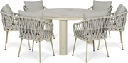 Tuinset Ronde Tuintafel 6 personen 150 cm Rope Zand/Beige Coco Oliva/Arancia