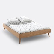Bed met lattenbodem, eikenfineer, Miji