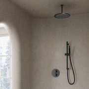 Saniclear Iron Pro inbouwregendouche 20cm rond met plafondarm en glijstang gunmetal rond