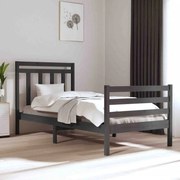 vidaXL Bedframe massief hout grijs 75x190 cm 2FT6 Small Single