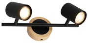 Moderne spot zwart met hout kantelbaar 2-lichts - Jeana
