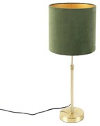 Tafellamp goud/messing met velours kap groen 25 cm - Parte