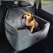 VEVOR Hondenautostoel, Hondenverhoger met opbergtas, Autostoel voor huisdieren met aan te brengen veiligheidsriem, Sponsvulling, Hondenautobed voor middelgrote en grote honden tot 25 kg, Grijs