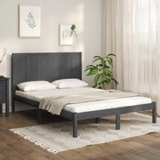 vidaXL Bedframe massief grenenhout grijs 140x190 cm