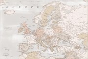 Kaart Detailed map of Europe in rustic style, Blursbyai