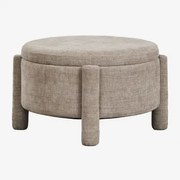 Cleo Ronde Gestoffeerde Opbergpoef Ø70 Cm Stof Grijs – Taupe - Sklum