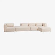 4-delige Modulaire Chaise Longue-bank Rechts Met Fogler Chaise Longue Chenille Crème Beige - Sklum