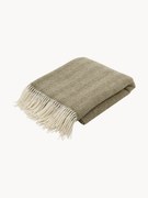 Wollen plaid Tyrol met visgraatpatroon en franjes