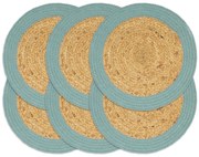 vidaXL Placemats 6 st 38 cm jute en katoen natuurlijk en groen