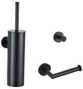 Saniclear Nero mat zwart toilet accessoire set incl toiletborstel, rolhouder en haak