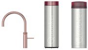 Quooker Fusion Round kokendwaterkraan - draaibare uitloop - PRO3 incl. Cube reservoir - Warm / kokend / bruisend / gefilterd water - Rosé koper 3FRRCO-CUBE