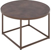 Goossens Salontafel Livia rond, kunstleer bruin, modern design, 61 x 35 x 61 cm