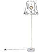 Retro vloerlamp messing met Granny frame zwart 45 cm - Kaso Retro Minimalistisch E27 Draadlamp rond Binnenverlichting Lamp