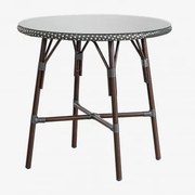 Ronde Tuintafel In Aluminium En Synthetisch Rotan (ø80 Cm) Brielle Bistro Grijs – Grafiet - Sklum