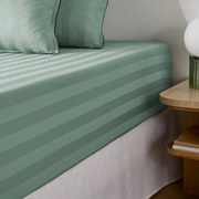 Hoeslaken in gewassen satijnkatoen, Victor, gestreept