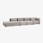 Fogler 4-delige Modulaire Hoekbank Met Chaise Longue Links Corduroy Grijs – Taupe – Koel - Sklum
