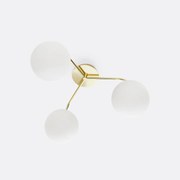 Driedubbele wandlamp in messing en opaline glas, Moricio