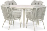 Tuinset Ronde Tuintafel 4 personen 120 cm Aluminium/rope Taupe Santika Furniture Santika