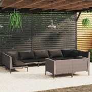 vidaXL 9-delige Loungeset met kussens poly rattan donkergrijs