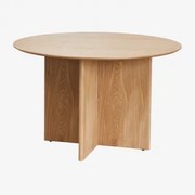 Ronde Eettafel Ø120 Cm In Mdf Saonara Natuurlijk - Sklum