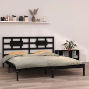 vidaXL Bedframe massief hout zwart 160x200 cm