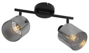 Plafondspot zwart met smoke glas 2-lichts verstelbaar - Laura