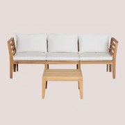 Filips 3-delige Modulaire Bankset Met Armleuningen En Salontafel In Acaciahout Gardenia Wit - Sklum