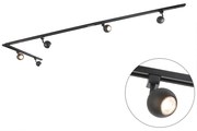 Smart railsysteem zwart 5-lichts 1-fase - Iconic Gissi Modern GU10 Binnenverlichting Lamp