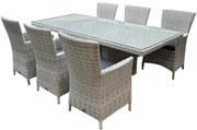 Capri Menorca dining tuinset 220x100xH75 cm 7-delig wit/grijs