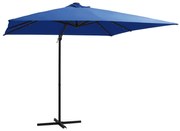 vidaXL Zweefparasol met LED-verlichting en paal 250x250 cm azuurblauw