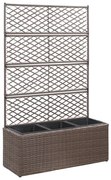 vidaXL Latwerkplantenbak verhoogd met potten 83x30x130 cm rattan bruin