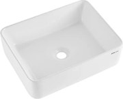 VEVOR Rechthoekige wastafel, 482 x 373 x 135 mm, badkamer wastafel, moderne keramische wastafel, voor toiletten, hotels, restaurants, helder wit