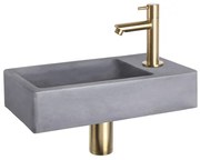 Differnz Force fonteinset - 40x22x8cm - Rechthoek - 1 kraangat - Recht matte gouden kraan - Beton Grijs 38.400.71