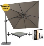 Challenger T2 premium zweefparasol 350x260 cm havanna met parasolvoet 120kg en hoes