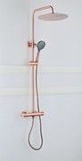 Saniclear Copper opbouw regendouche 30cm met thermostaatkraan en 3 standen handdouche koperkleurig