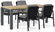 Tuinset 4 personen 180 cm Aluminium/rope Grijs Coco Ralph/Riviera