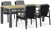 Tuinset 4 personen 180 cm Aluminium/rope Grijs Coco Ralph/Riviera