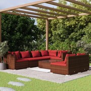 vidaXL 8-delige Loungeset met kussens poly rattan bruin