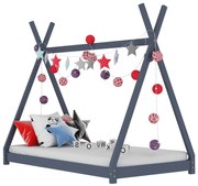 vidaXL Kinderbedframe massief grenenhout grijs 70x140 cm